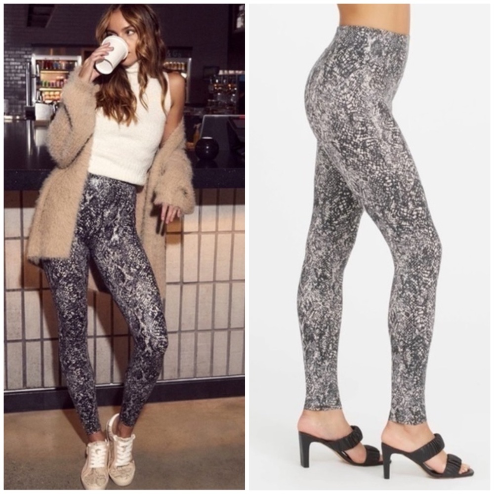 Spanx Coated Faux Leather Snake Shine Leggings